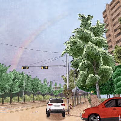 A landscape with a rainbow