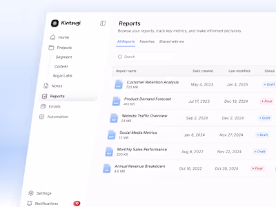 Research & Data Storage Dashboard