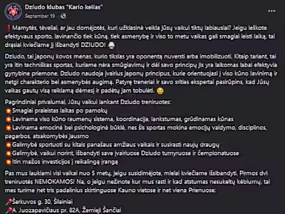 Content writer for a judo club