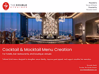 Cocktail & Mocktail Menu Development for Cocktail Bars