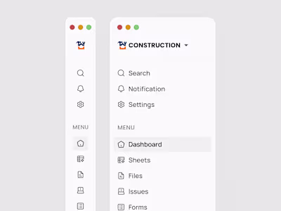 Construction SaaS Web App Sidebar Navigation Menu