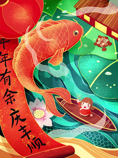 Lucky Koi Fish Illustration