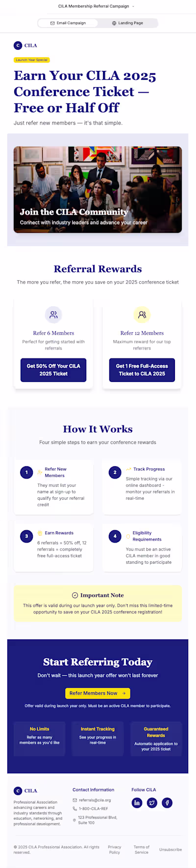 Membership Referral Program - Email Campaign Launch for CILA