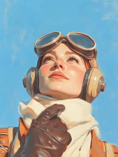 AI-Generated Vintage Aviator Illustration