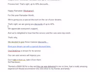 Email for OneClickDrive car rental in dubai
