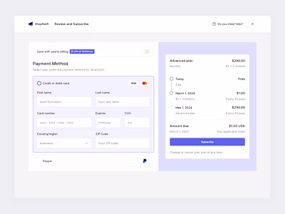 ShopSwift UI Kit - E-Commerce Builder Dashboard (Select Payment)