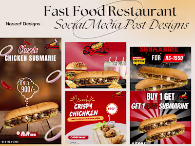 Fast Food Restaurant Social Media Post Designs
