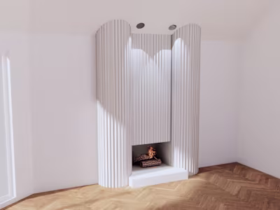 Raked Plaster Fireplace 3D Model and Rendering