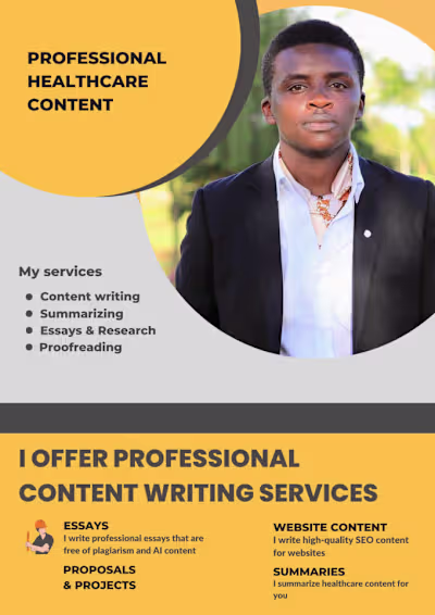 I will write and edit content in nursing and medicine