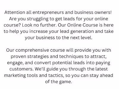 Ad copy for online course 