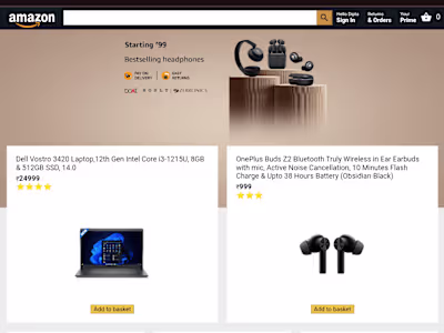 Simple amazon home page clone