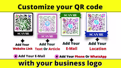 I will design a customized QR code with your business logo