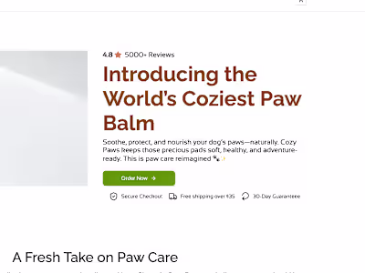 Sales Page Development for Cozy Paws