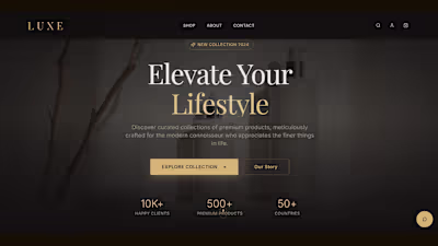 I'm building a sleek landing page for a luxury e-commerce br...