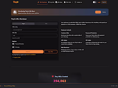 Tiny1z - Free URL Shortener & Secure File Sharing