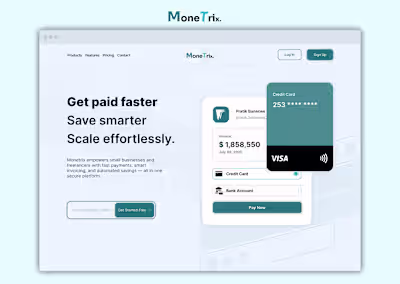 Hero Section Design for MoneTrix Fintech App