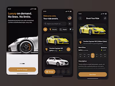 Luxury Car Rental Mobile UI Design