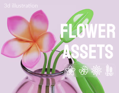 Stylized 3D Icons: Potted Flowers Collection