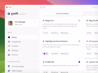 prompt engineering app: dashboard, ui, web app