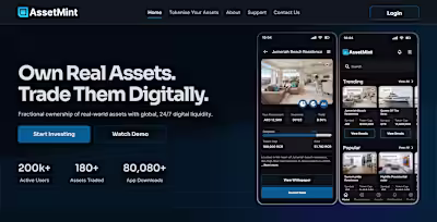 Hero section for a RWA product.