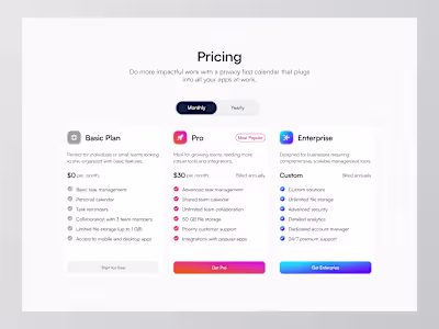 SaaS Pricing Page | Landing Page