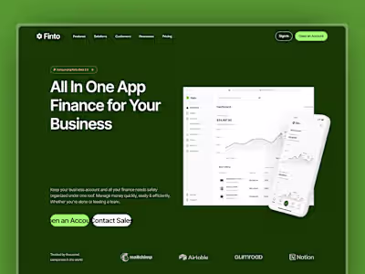 Finto landing page build with webflow