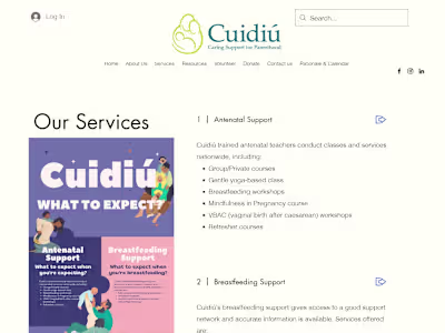 Website design and layout for Prenatal Charity