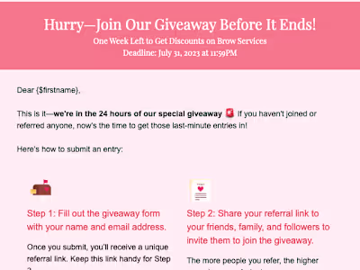 Eyecandy Lash Beauty — Giveaway Email Campaign [IN PROGRESS]