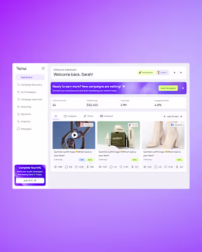 UI/UX Design for Influencer Marketing Platform