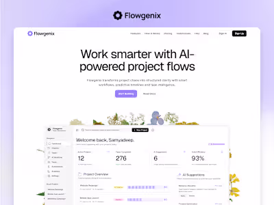Flowgenix AI Project Management SaaS Framer Website