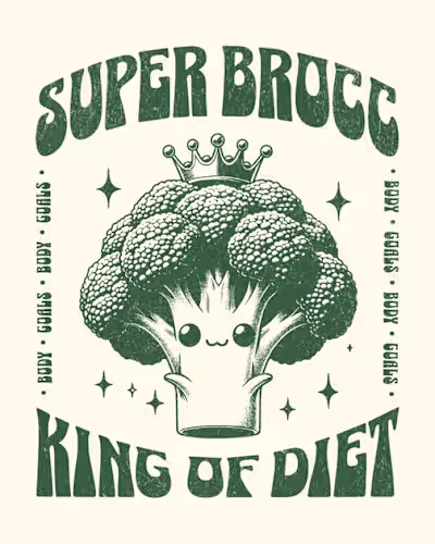 Super Brocc (Broccoli) T-Shirt Design Template