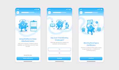 New onboarding screens for KindScore.