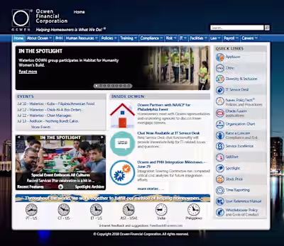 Developed and maintained Ocwen's employee