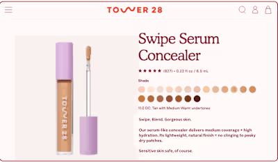 Web copy for Tower 28 (Cosmetics)