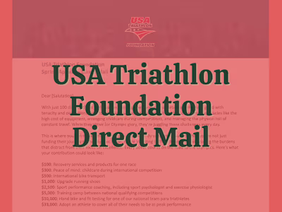 USA Triathlon Foundation Direct Mail Content