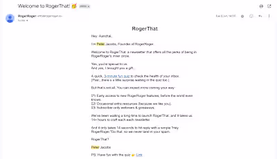 RogerRoger Newsletter and Email Funnel Project