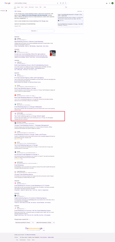 Top Google Ranking for "Email Marketing in Chicago"