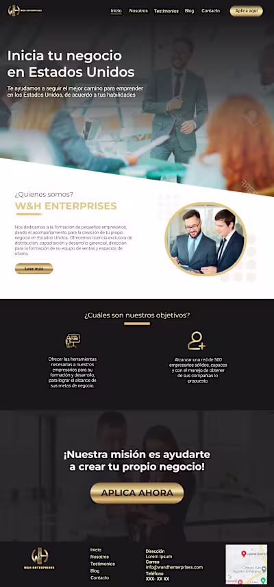 DISEÑO WEB PARA W&H ENTERPRISES