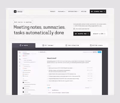 Amie hero section redesign