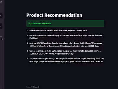 Product Recommendation Application