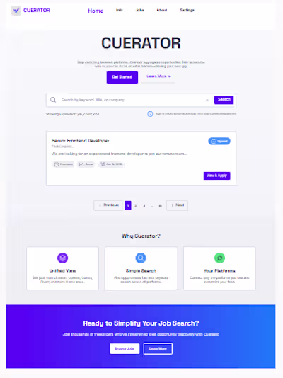 Cuerator Platform Development