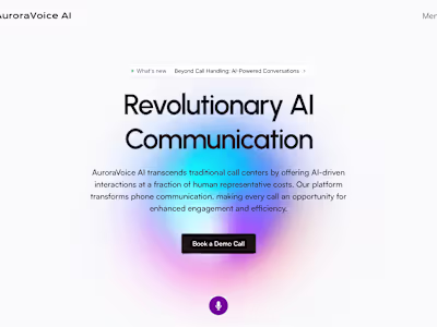 AuroraVoice AI Phone Agent Site w/ Framer