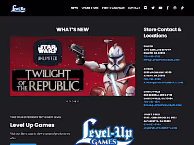 Level Up Games - Website Redesign