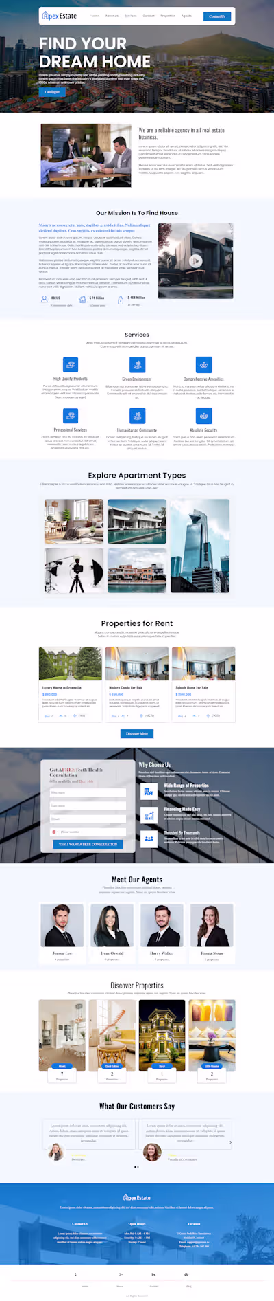 Real estate website design on