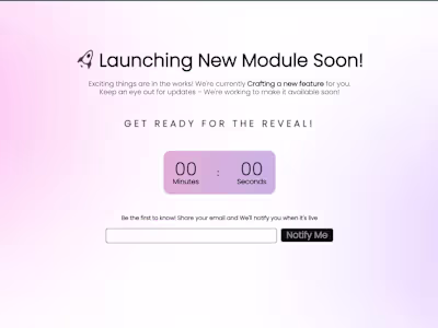 Launching page design