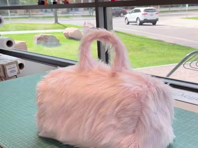 PINK FAUX FUR DUFFLE BAG PROCESS