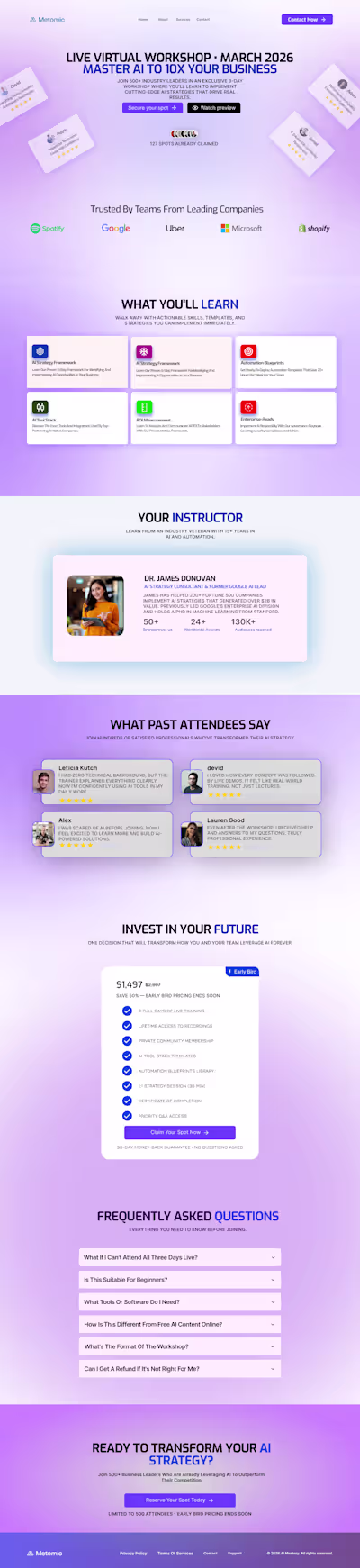 Just finished designing an AI SaaS Virtual Workshop Landing ...