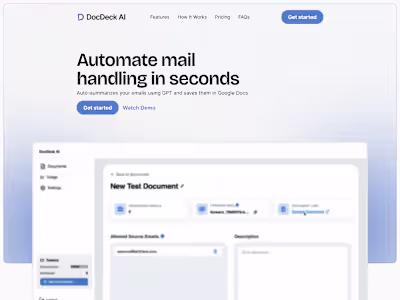 DocDeck AI Landing Page Redesign