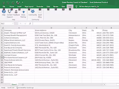 Document with a Large Data Set -> Excel Spreadsheet