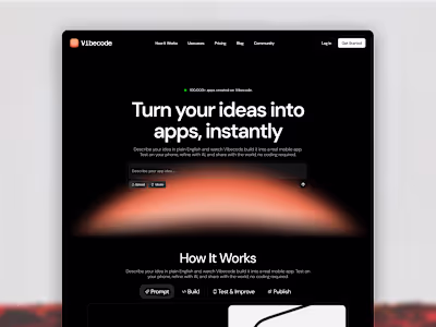 Been playing around with a new landing page idea for Vibecod...